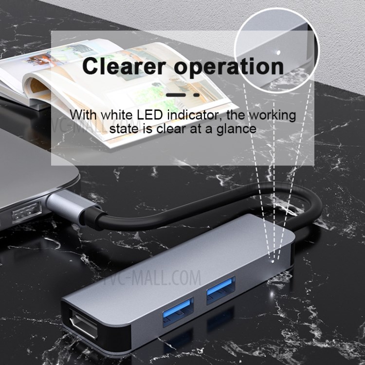 2011N 3-in-1 Multifunction Type-C to HDMI Hub Adapter with 2x USB 3.0 Port-3