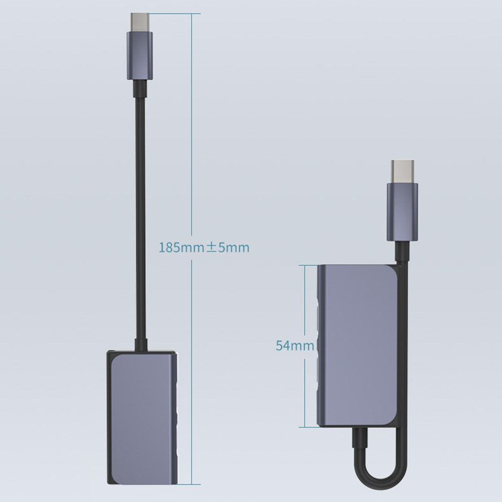 BLUEKEY USB-C to Headphone Adapter 3 in 1 Double Type-C 3.5mm Audio Cable for Huawei Xiaomi-9