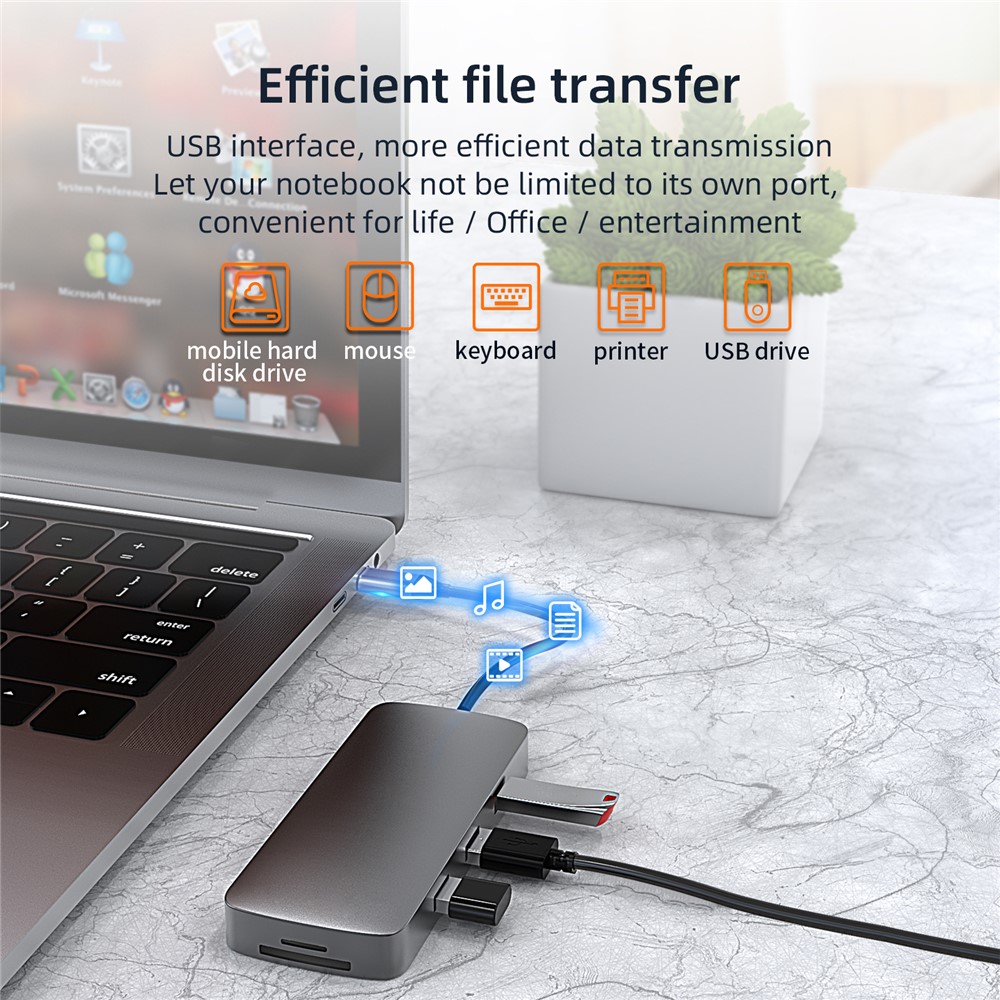 BL10V USB C Hub to HD 4K Video Output+USB 3.0+2xUSB 2.0+2 Memory Card Slots+RJ45+VGA+3.5mm Audio Port+PD Charging Port for Laptop Computer and Type-C Devices-8