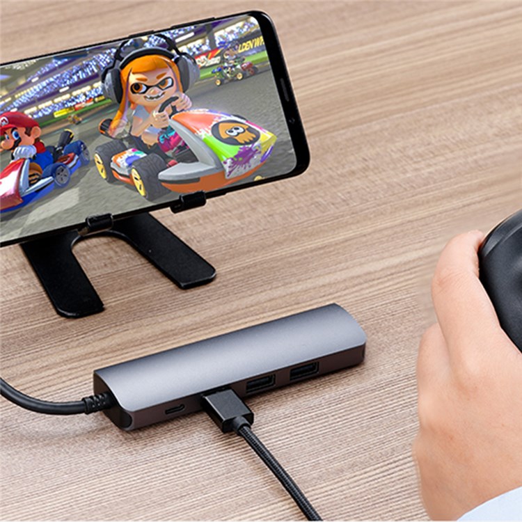 5 в 1 Тип C Hub с 4K HD Output USB 3.0 + 2x USB 2.0 Поддержка Портов 100 вт PD Зарядка-7