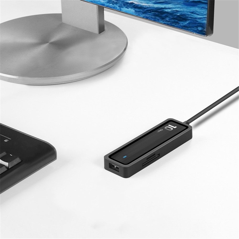 HU-002 Type C Hub Adapter 10Gbps High Speed Transmission Converter to 4xUSB 3.2 Ports and 2 Card Reader Slots Suitable for Computers Laptops-2