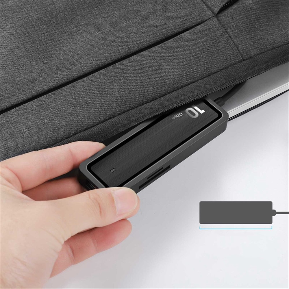 HU-002 Type C Hub Adapter 10Gbps High Speed Transmission Converter to 4xUSB 3.2 Ports and 2 Card Reader Slots Suitable for Computers Laptops-7