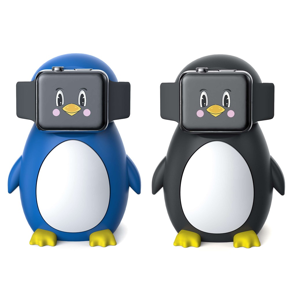 For Apple Watch Cute Penguin Silicone Charging Base Desktop Charging Stand Holder (without Charger) - Black-6