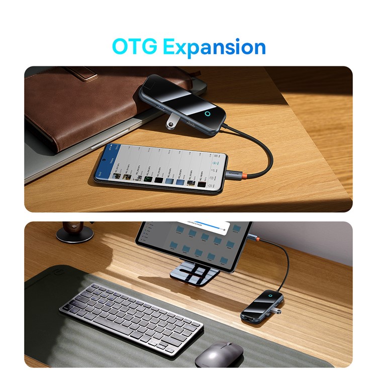 Basis Acmejoy 6-port-typ-c-hub-adapter-dockingstation Typ-c Auf Usb3.0*2+usb2.0+typ-c PD / Daten+rj45 - Dunkelgrau-8
