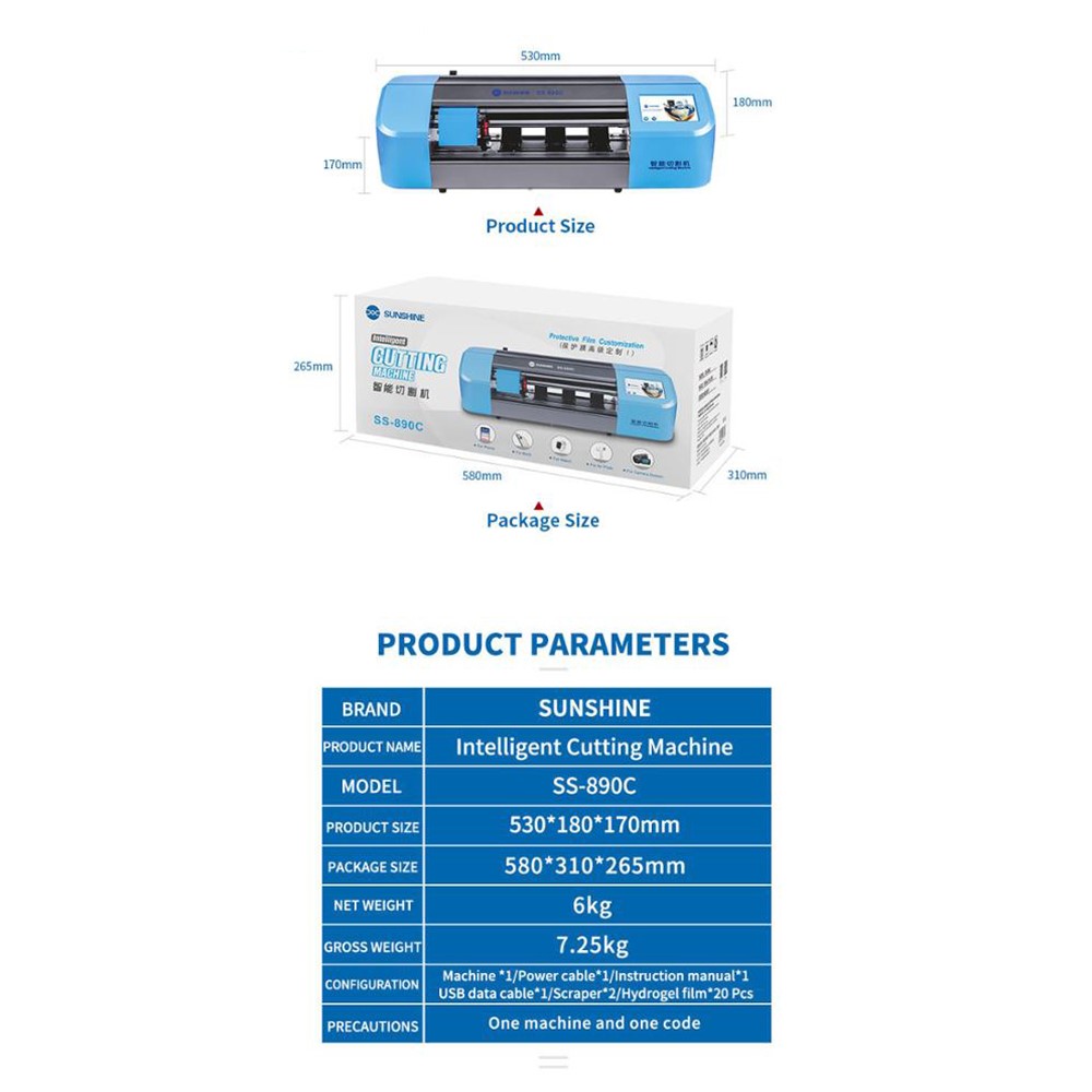 SUNSHINE SS-890C 110-220V Intelligent Phone Screen Protector Film Cutting Machine-4