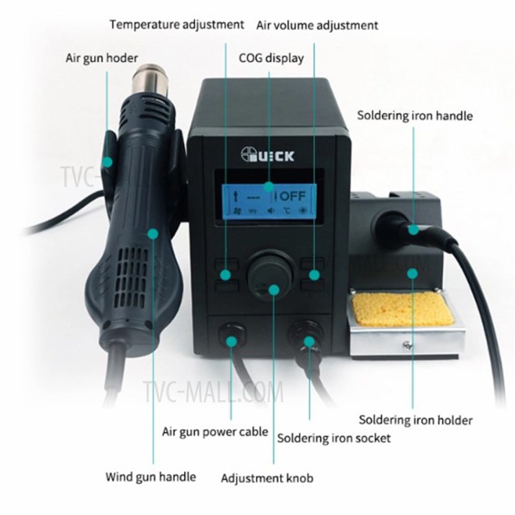 QUICK 715 Soldering Station Intelligent Mini 2 in 1 Soldering Station for Mobile Phone Repair - AC 110V-9