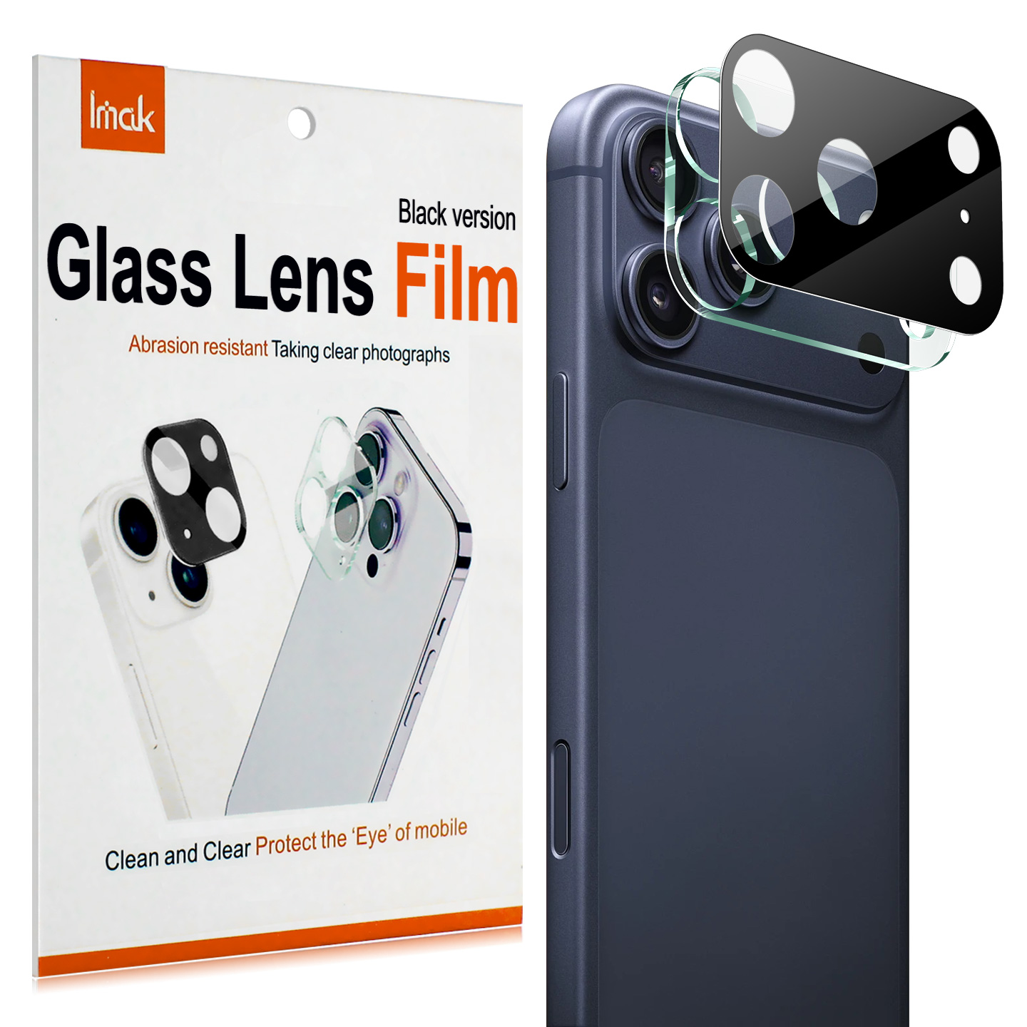 IMAK for iPhone 18 Pro Max Tempered Glass Full Cover Lens Film + Acrylic Cap - Black