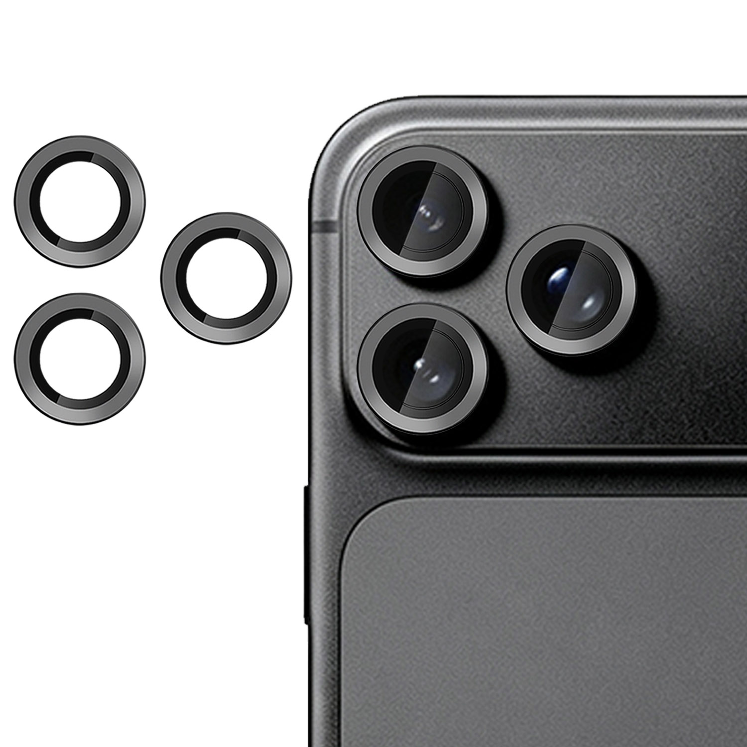 For iPhone 18 Pro Max / iPhone 18 Pro Camera Lens Protector Ultra Thin CD Vein Tempered Glass Lens Film - Black