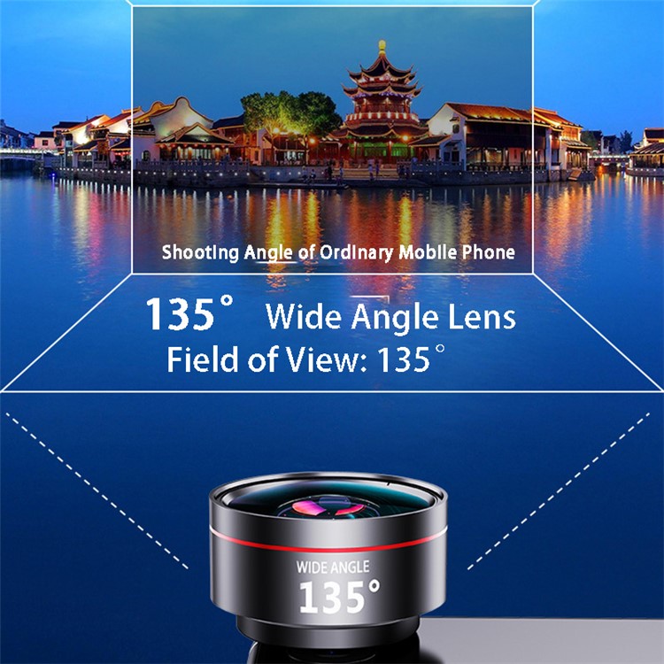 XIAOTIAN Mobile Phone Lens Professional Shooting Lens External HD Camera Fill Light + Ultra-Clear Lens Set with Ultra-Wide Angle + Macro + Fisheye-6
