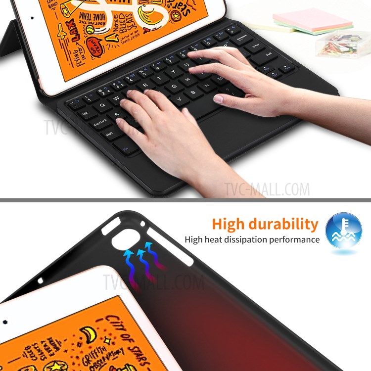 Bluetooth Keyboard with Stand Leather Protective Shell for iPad mini (2019) 7.9-inch/iPad Mini 5 - Black-2
