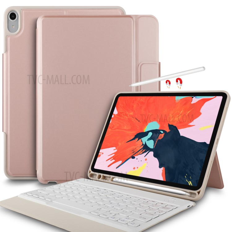 Bluetooth Keyboard with Stand Leather Protective Shell for iPad Pro 11-inch (2018) - Rose Gold-2