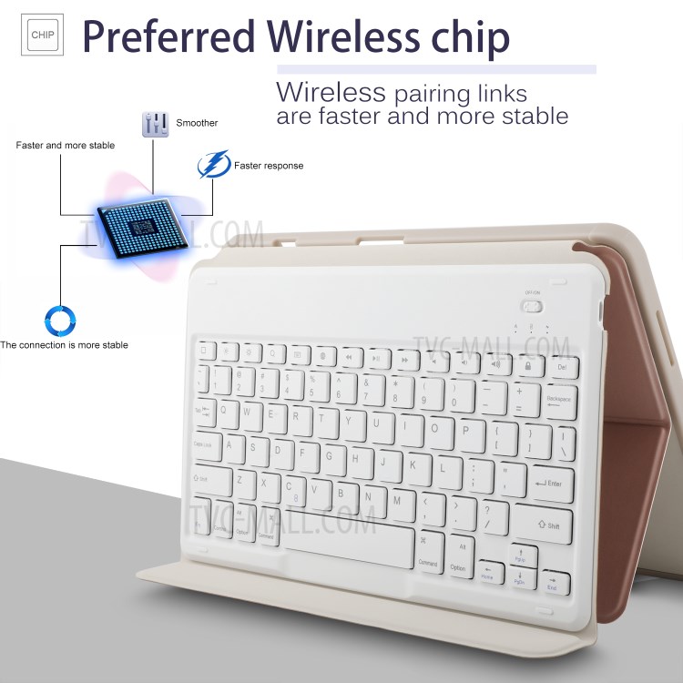 Bluetooth Keyboard with Stand Leather Protective Shell for iPad Pro 11-inch (2018) - Rose Gold-7
