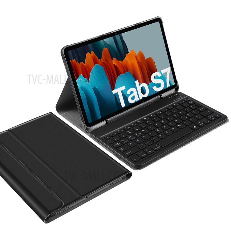 Bluetooth Estojo De Couro Teclado Para Galaxy Tab Samsung S7 T870 T875 (versão Alemã) - Preto-2