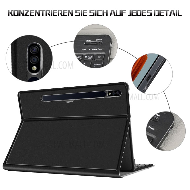 Bluetooth Estojo De Couro Teclado Para Galaxy Tab Samsung S7 T870 T875 (versão Alemã) - Preto-8
