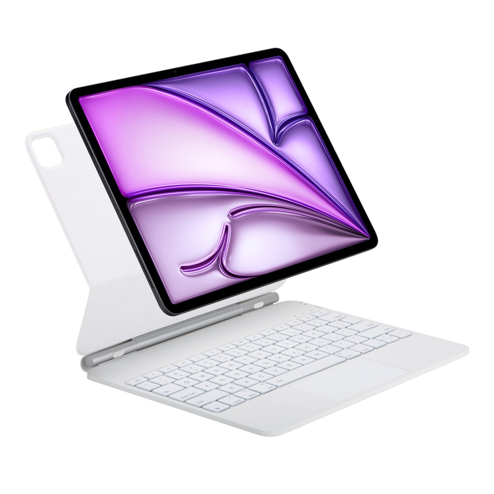 X9P For iPad Pro 13 (2025)  /  (2024) Tablet Stand Case with Touchpad Floating Magnetic Keyboard - White