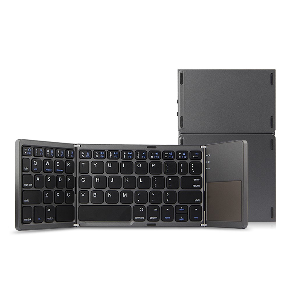 JIUYU Foldable Keyboard Bluetooth Folding Keyboard with Touchpad for iOS Android Windows Smartphone Tablet - Black-1
