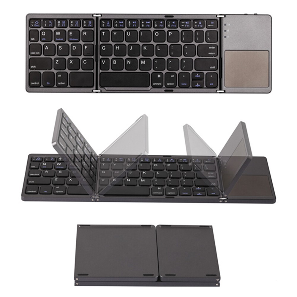 JIUYU Foldable Keyboard Bluetooth Folding Keyboard with Touchpad for iOS Android Windows Smartphone Tablet - Black-9