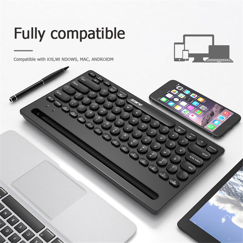 AJAZZ 320i 79 Keys Keyboard Wireless Bluetooth+2.4G Dual Mode Gaming Keyboard for MAC Laptop Notebook - Black-3