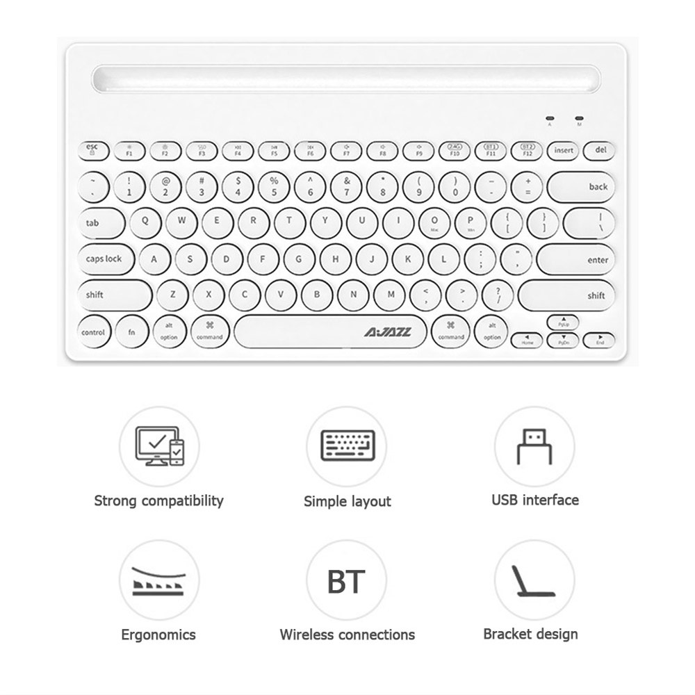 AJAZZ 320i 79 Keys Keyboard Wireless Bluetooth+2.4G Dual Mode Gaming Keyboard for MAC Laptop Notebook - Black-8