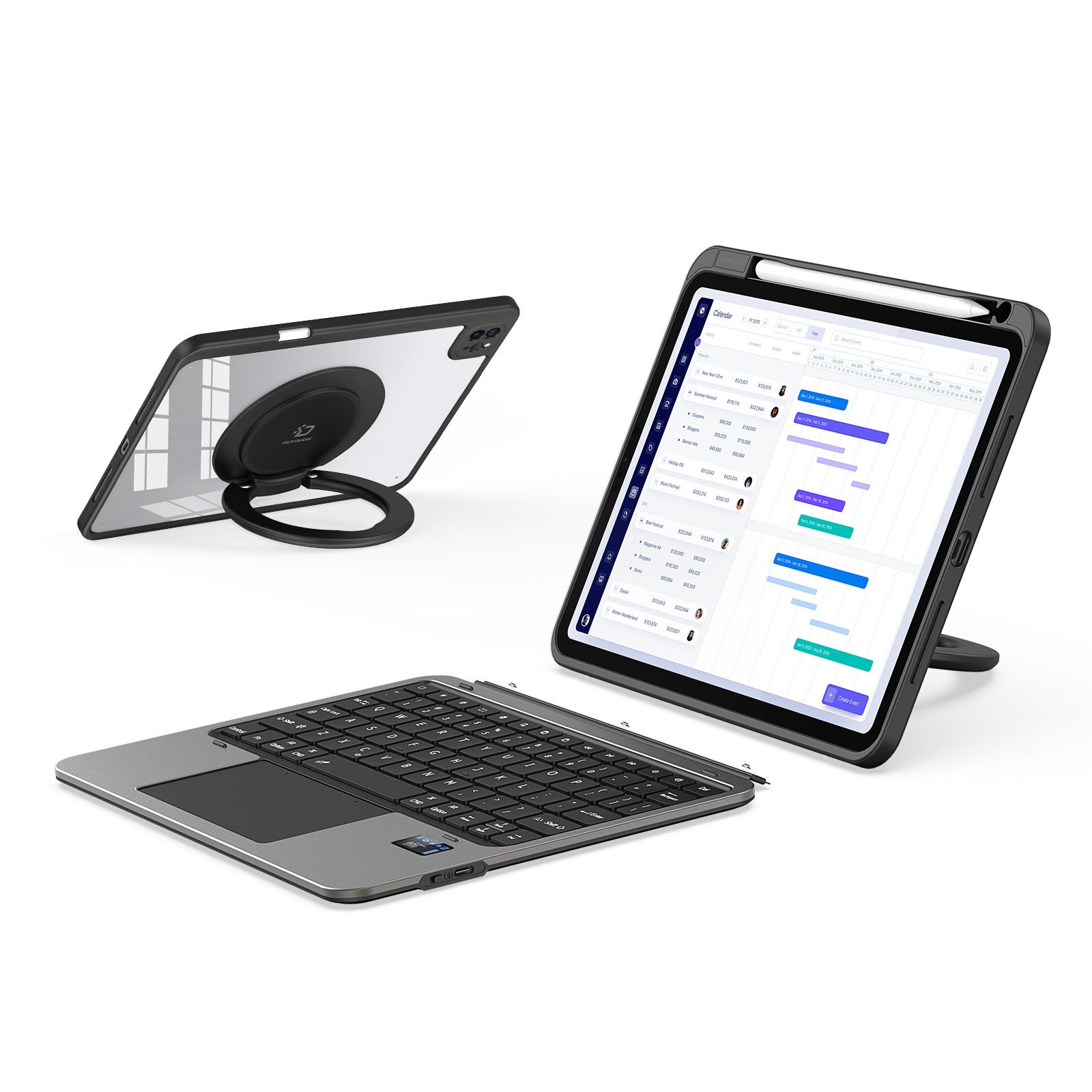 For iPad Pro 11 (2021) / iPad Pro 11 (2020) / iPad Pro 11 (2022) Detachable Keyboard Case DUX DUCIS VK Series Kickstand Tablet Cover with Touchpad - Black