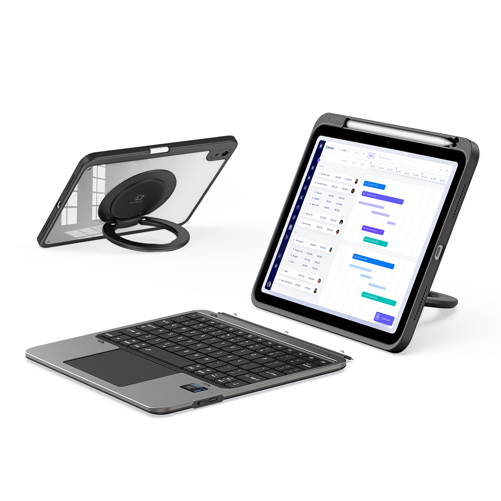 For iPad (2025) / iPad 10.9 (2022) Detachable Keyboard Case DUX DUCIS VK Series Kickstand Tablet Cover with Touchpad - Black