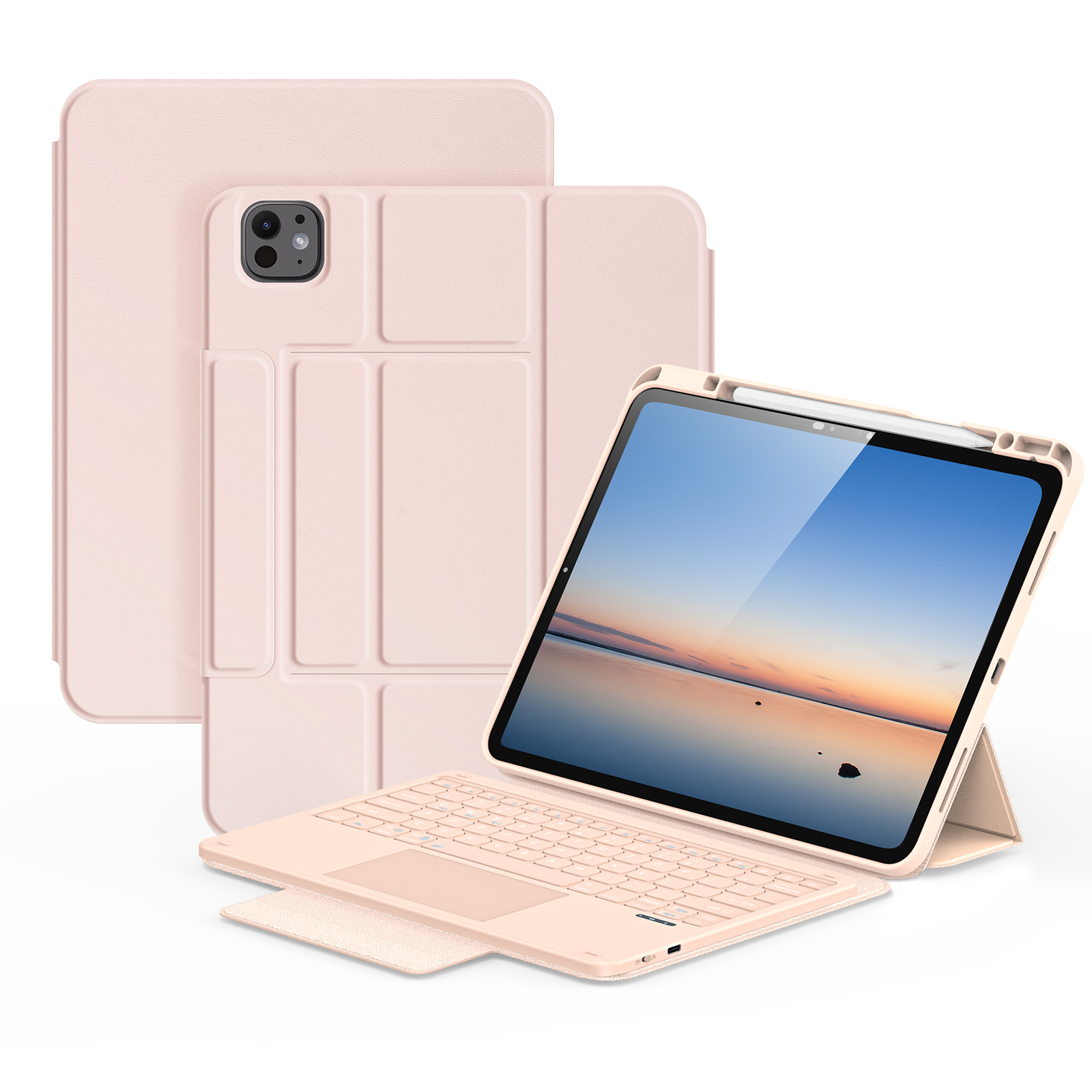 Dux Ducis for iPad Pro 13 (2025) / iPad Pro 13 (2024) DUX DUCIS YK Series Wireless Keyboard Case Detachable Trackpad Bluetooth-compatible Keyboard Cover - Pink
