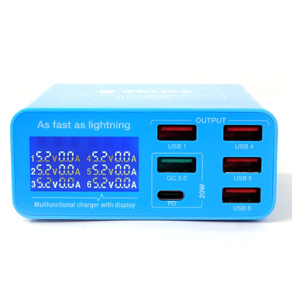 RELIFE RL-304P 6-Port Intelligent QC 3.0 PD Fast Charging Charger with ...