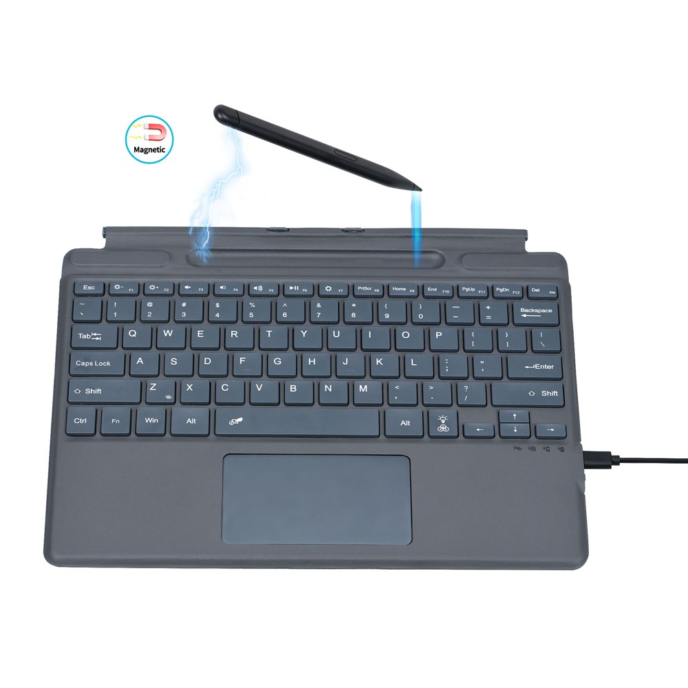 2089D for Microsoft Surface Pro 8 / X Magnetic Adsorption Colorful Light Bluetooth Wireless Keyboard with Touchpad-4