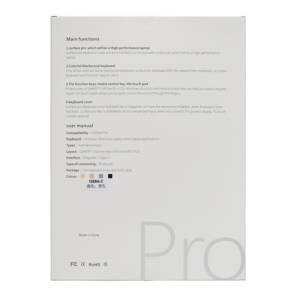 1089A for Microsoft Surface Pro 3 / 4 / 5 / 6 / 7 Laptop Magnetic Adsorption Bluetooth Wireless Keyboard with Touchpad-10