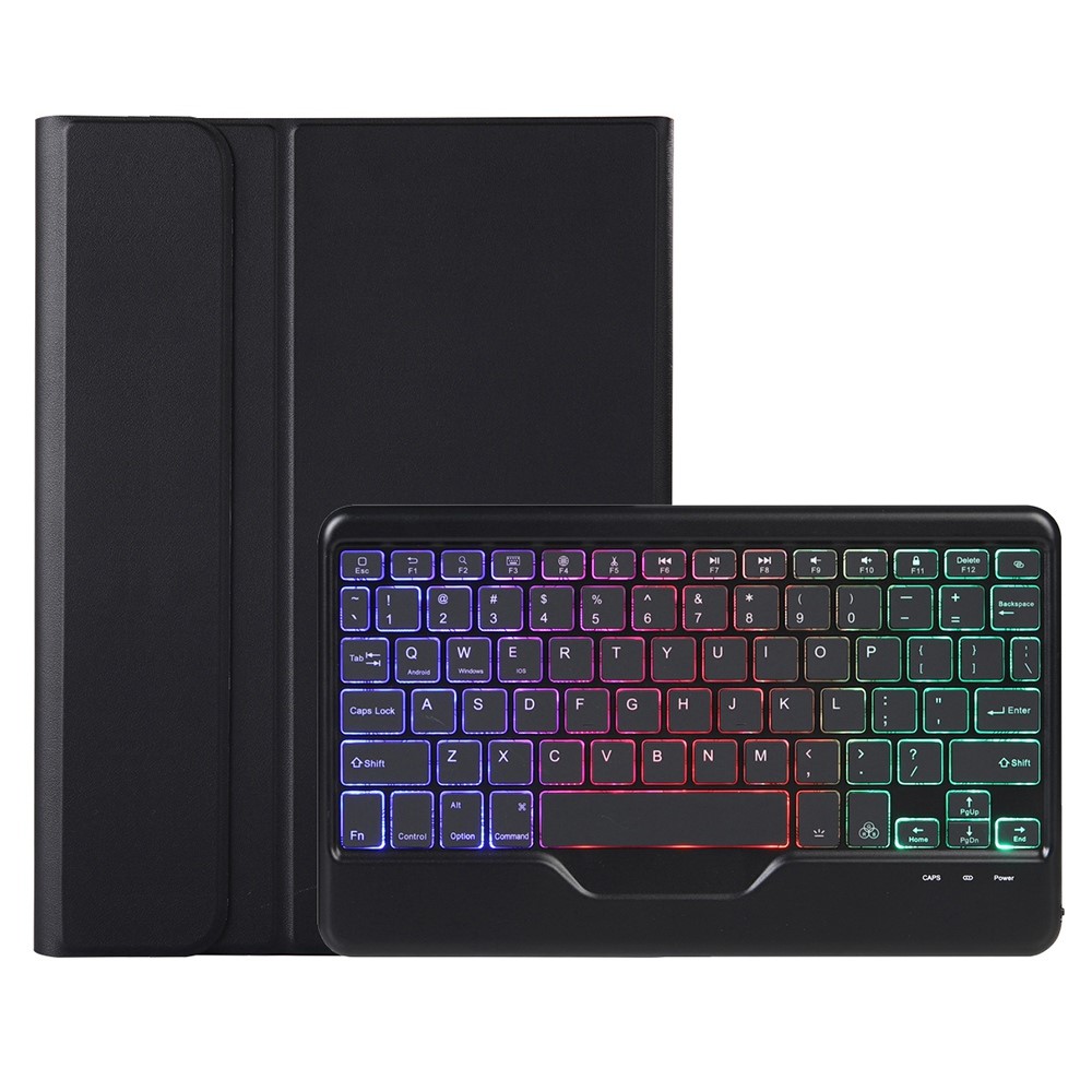 AHW12-BS For Huawei MatePad Pro 11 (2022) Leather Stand Cover Protective Case with Detachable Tri-color Backlight Bluetooth Keyboard - Black-5