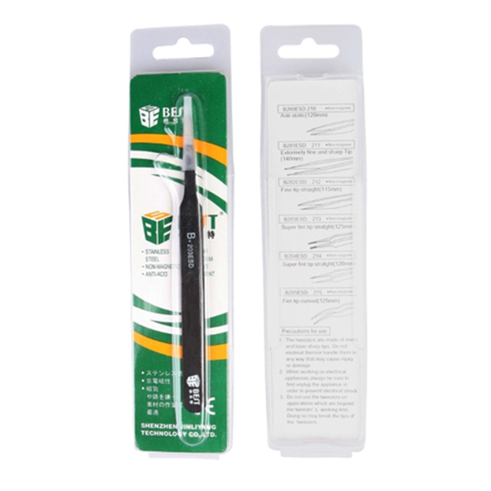 MELHOR Precisão Reparo Móvel BST-203ESD Pinças De Aço Inoxidável Anti-estáticos-5