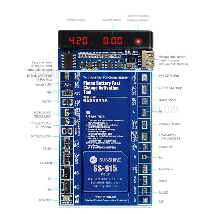 SUNSHINE SS-915 Smart Phone Built-in Battery Fast Charging and Actived Tool-5