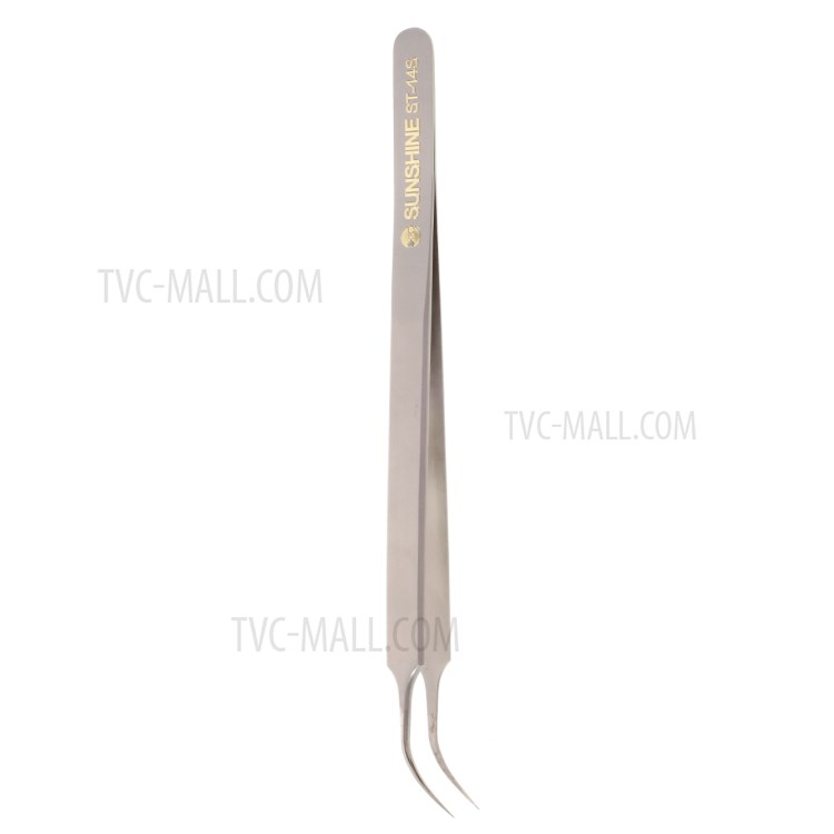 SUNSHINE ST-14S High Strength Metal Professional Curved Tip Tweezers-14