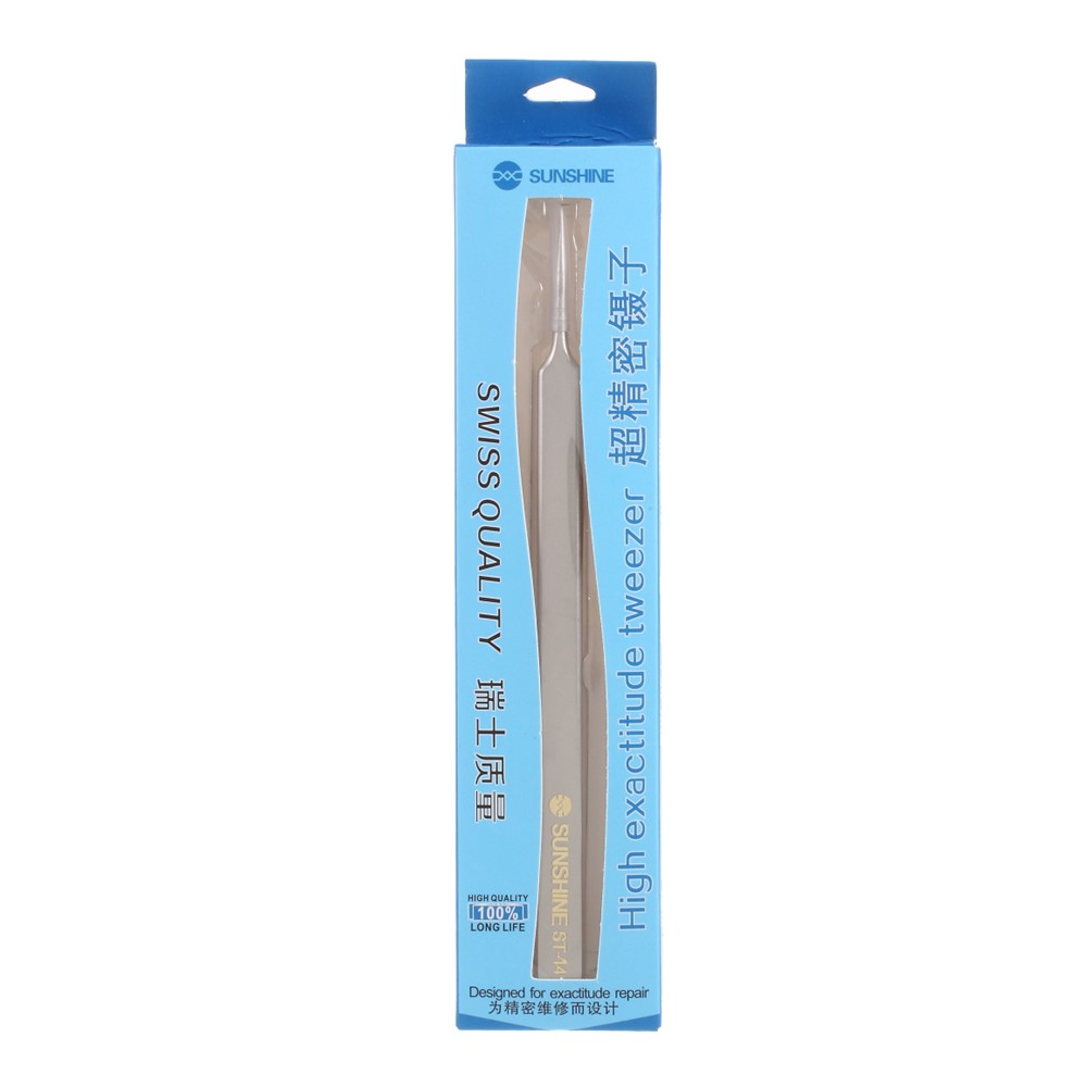 SUNSHINE ST-14 High Strength Metal Long Pointed Tip Tweezers-8