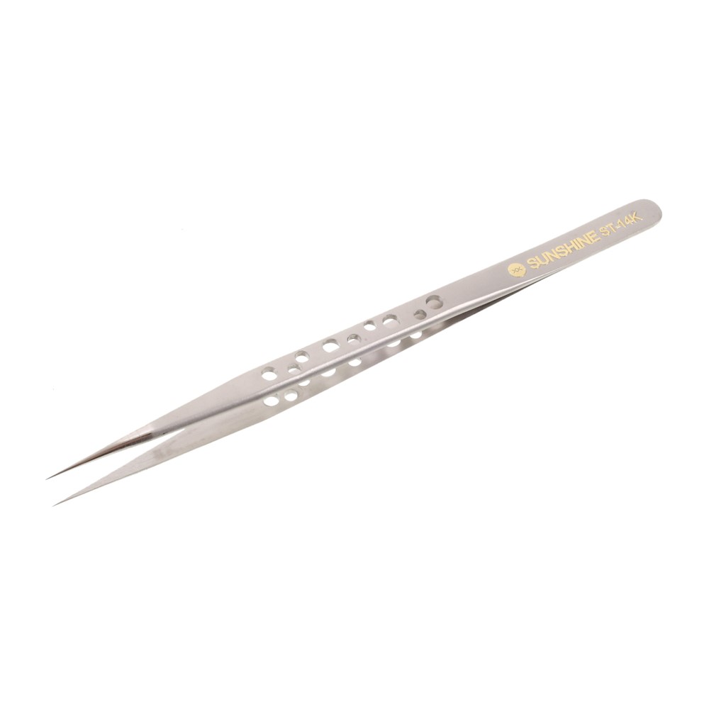 SUNSHINE ST-14K High Strength Metal Long Pointed Tip Tweezers-5