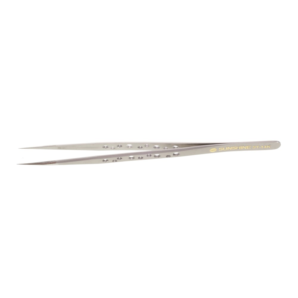 SUNSHINE ST-14K High Strength Metal Long Pointed Tip Tweezers-6