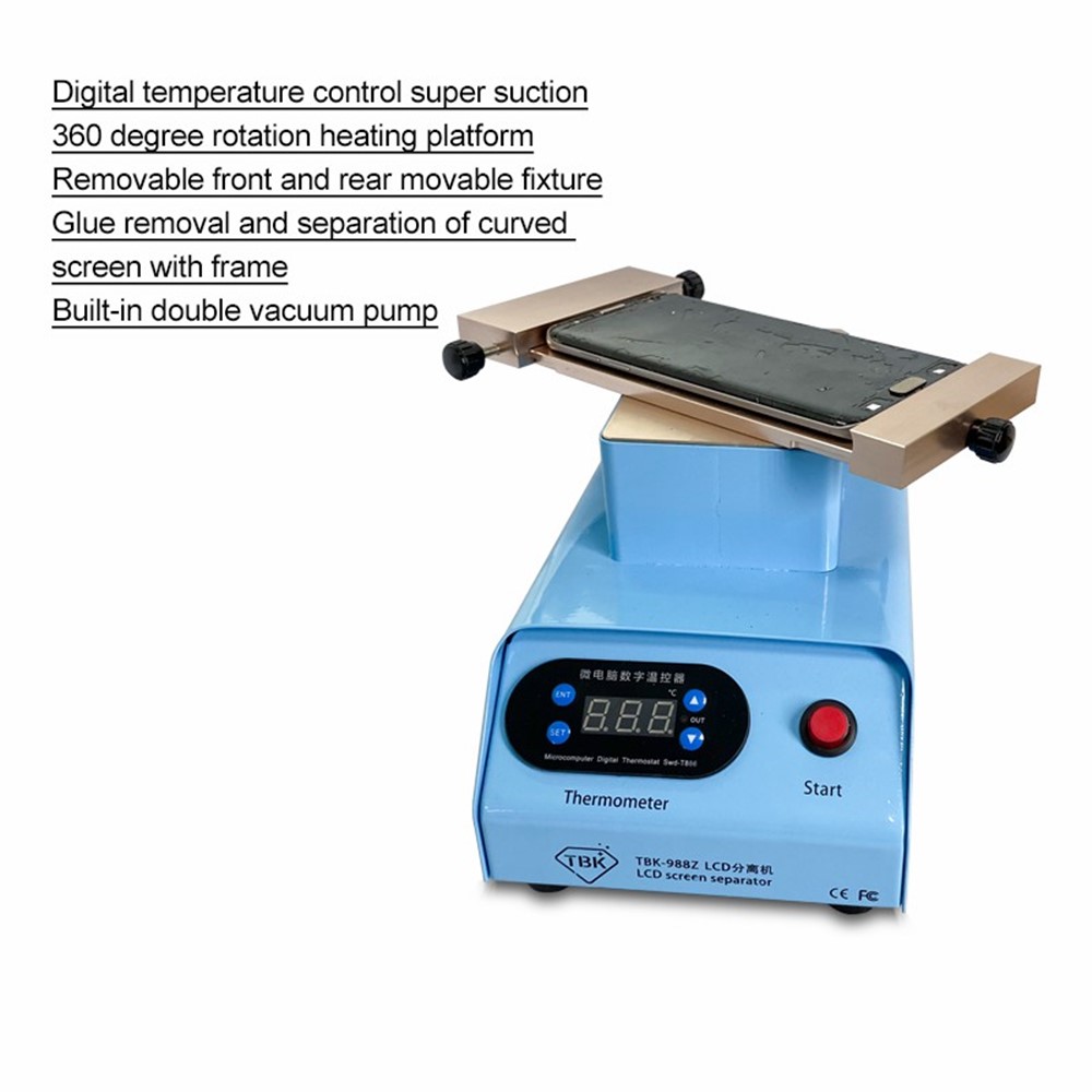 TBK988Z Double-pump Rotating Curved Screen Glue Remover Mobile Phone LCD Screen Separator - US Plug-6