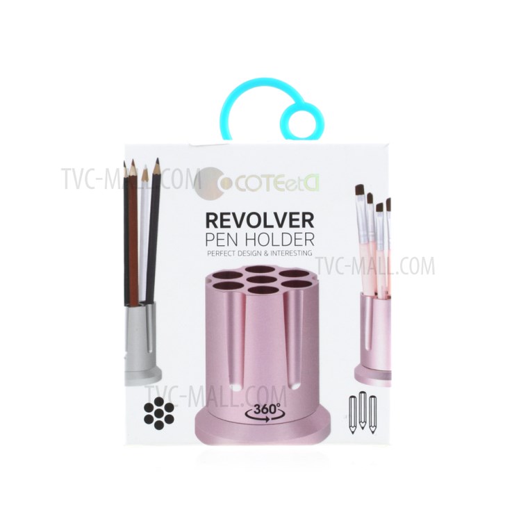 COTEETCI 7-Hole Revolver Cylinder Pen Holder 360 Degree Rotatable Metal Pencil Cup Desk Organizer-6