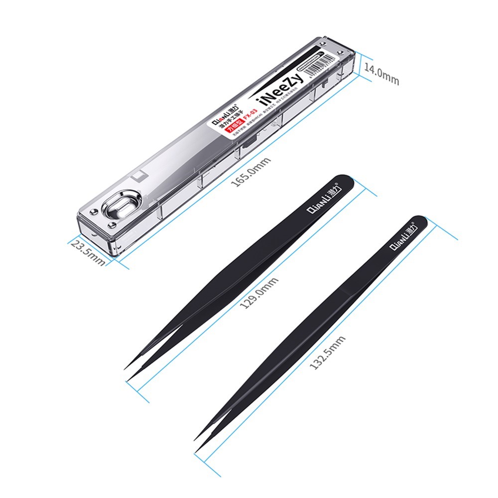 QIANLI INEEZY FX-03 0.15mm Hand-polished Non-magnetic Precision Stainless Steel Pointed Tweezers-4