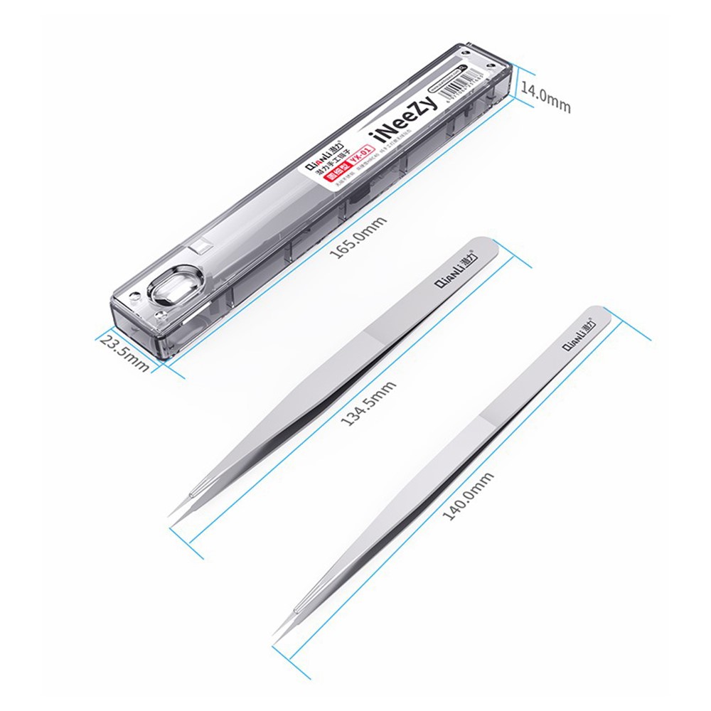 QIANLI INEEZY YX-01 Hand-polished Non-magnetic Precision Stainless Steel 0.1mm Pointed Tweezers-8