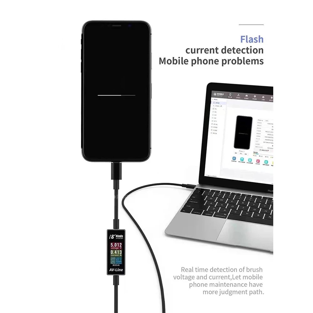 AV-Line Data Monitoring Fast Charge Cable Intelligent Detection Voltage Current Type-C USB Cable-4