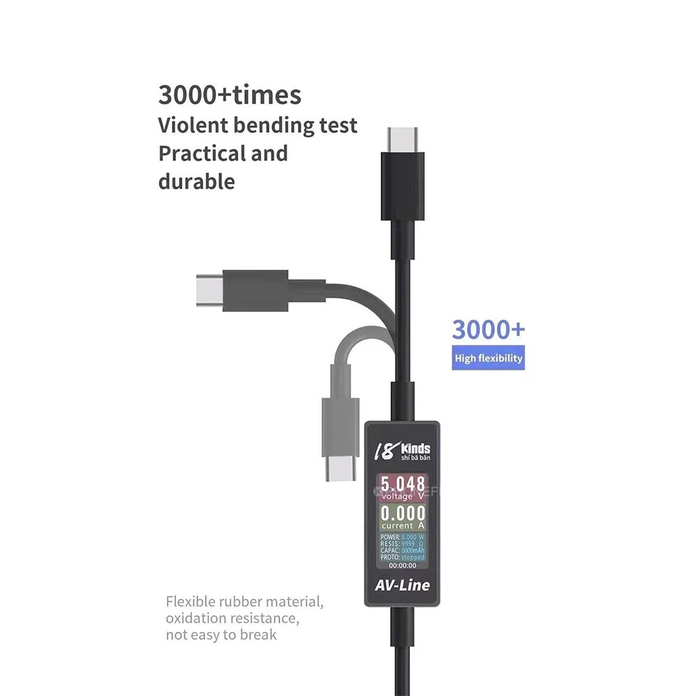 AV-Line Data Monitoring Fast Charge Cable Intelligent Detection Voltage Current Type-C USB Cable-6
