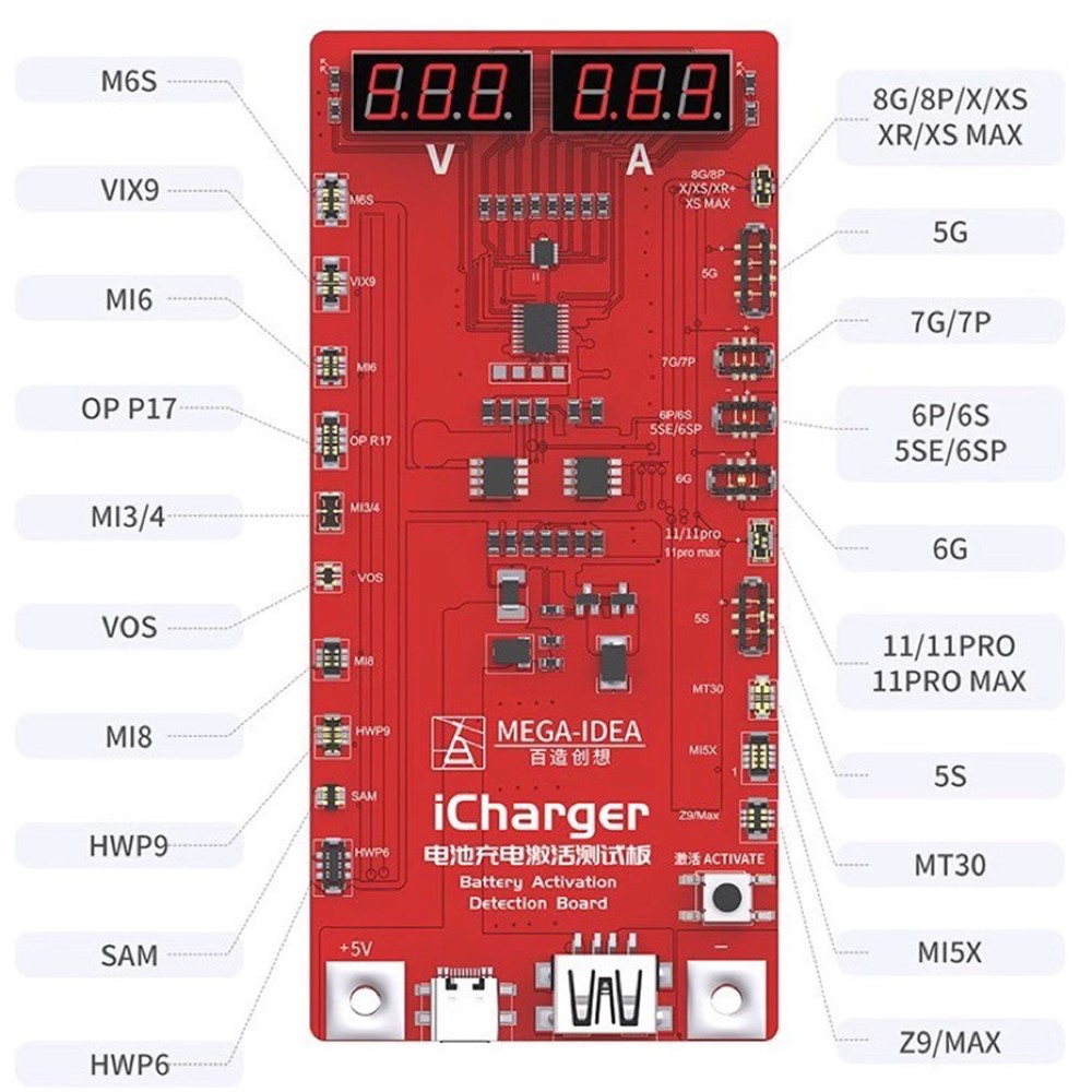 Icharger Batterie -lade -aktivierungstestplatine Für Iphone Samsung Xiaomi