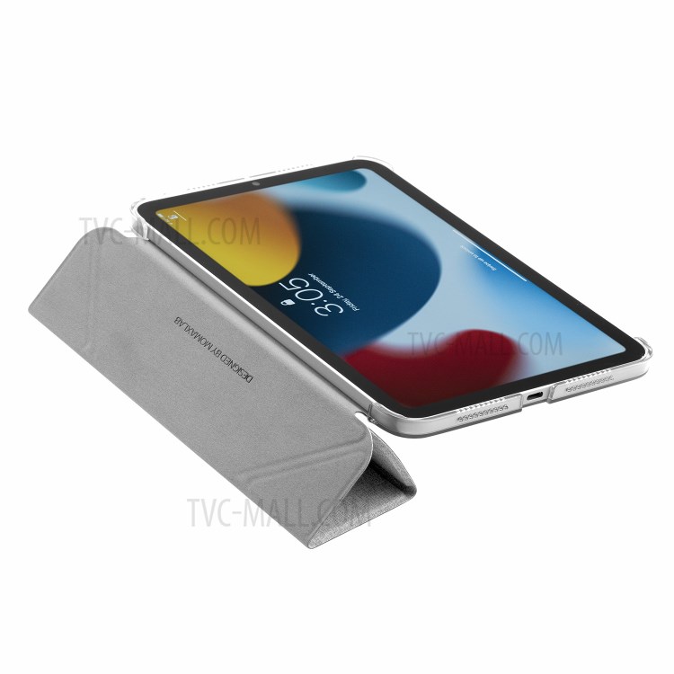 MOMAX Anti-Drop Light Slim Triple-Fold Stand PU Leather Tablet Flip Case Cover Shell for iPad mini (2021) - Dark Grey-4