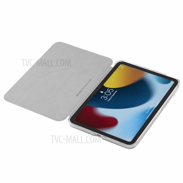 MOMAX Anti-Drop Light Slim Triple-Fold Stand PU Leather Tablet Flip Case Cover Shell for iPad mini (2021) - Dark Grey-7