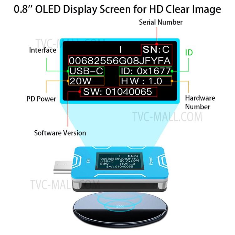 JC JCID-CT01 USB Tester Digital Charger PD Charger Detector HD OLED Screen Accurate Identification of Genuine and Imitation Product-5