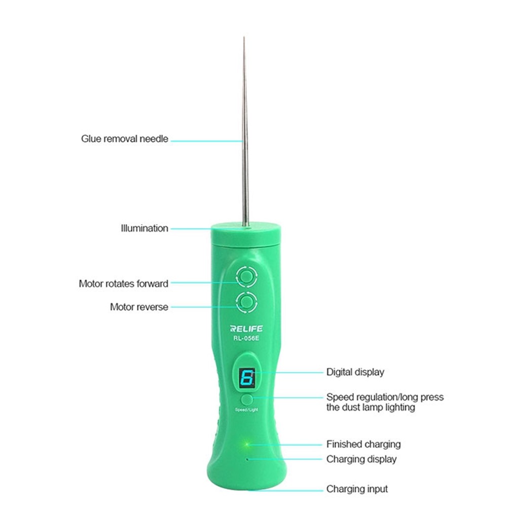 Refide RL-056CE Removedor de Cola de Corte Inteligente de 6 Velocidades Telefone Ajustável Tela LCD Removedor de Gel Duro Cutter