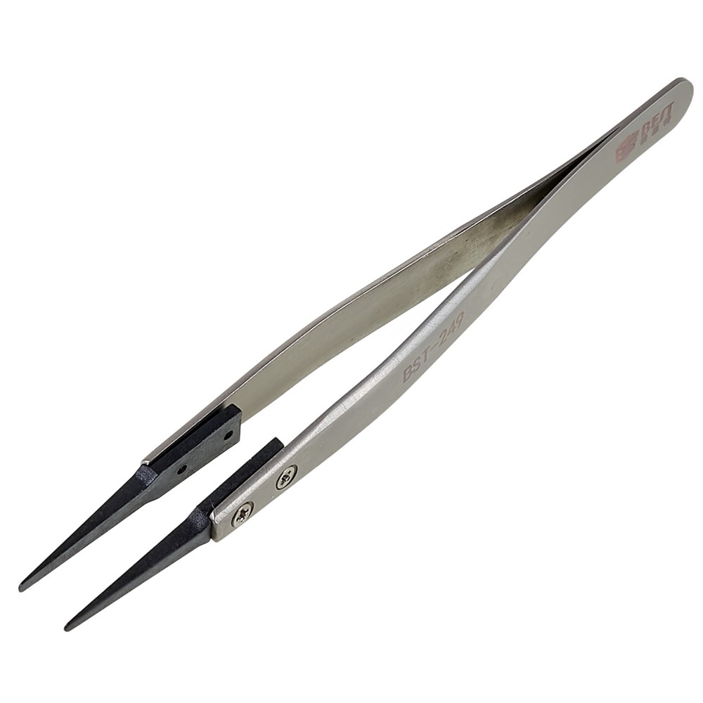 BEST BST-249 Professional Anti-Static Tweezers Mobile Phone Tablet Repairing PPS Plastic Head Tweezers-4