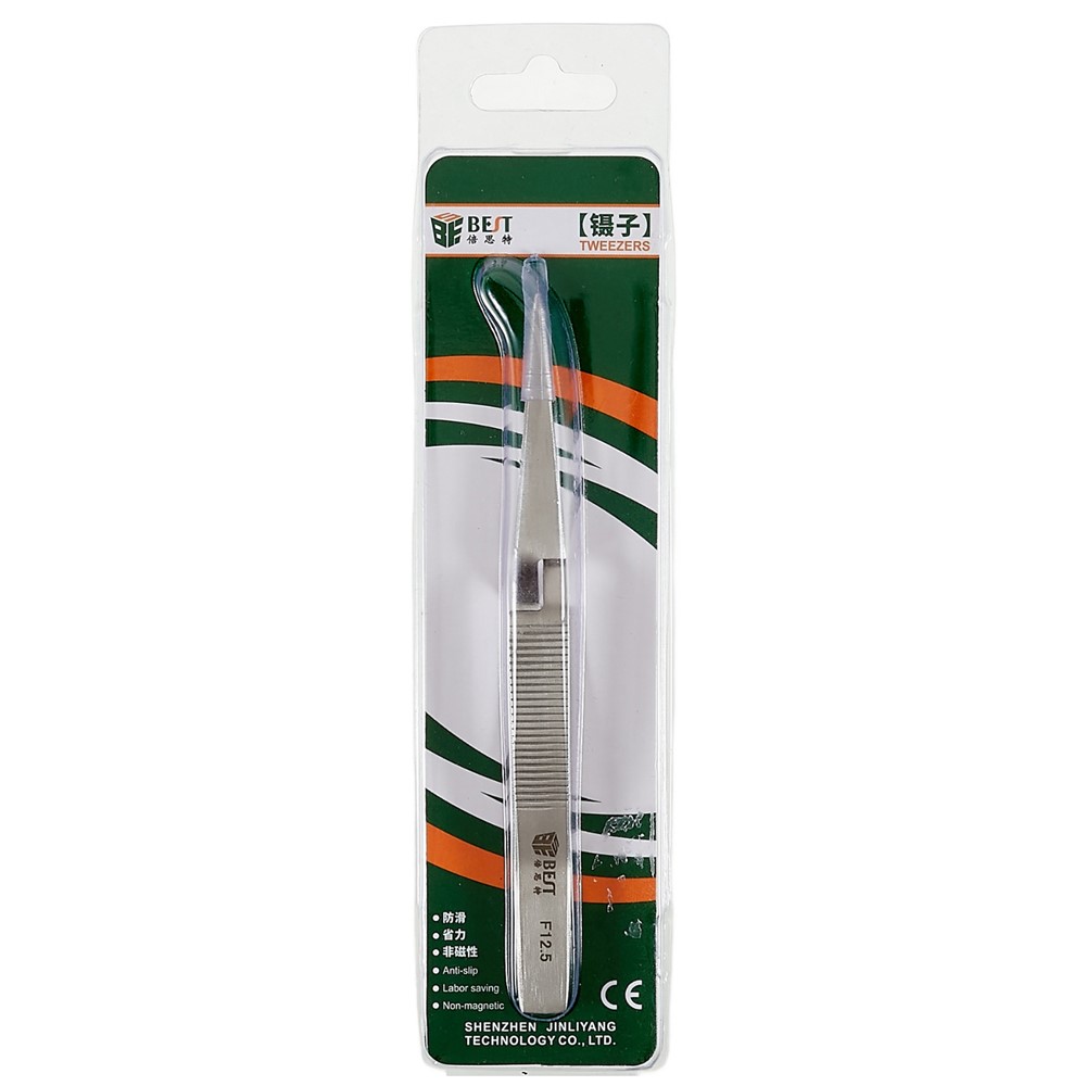 BEST BST-F12.5 Anti-Slip Self Closing Tweezers Cross Lock Soldering Tweezers for Mobile Phone Tablets Maintenance-6