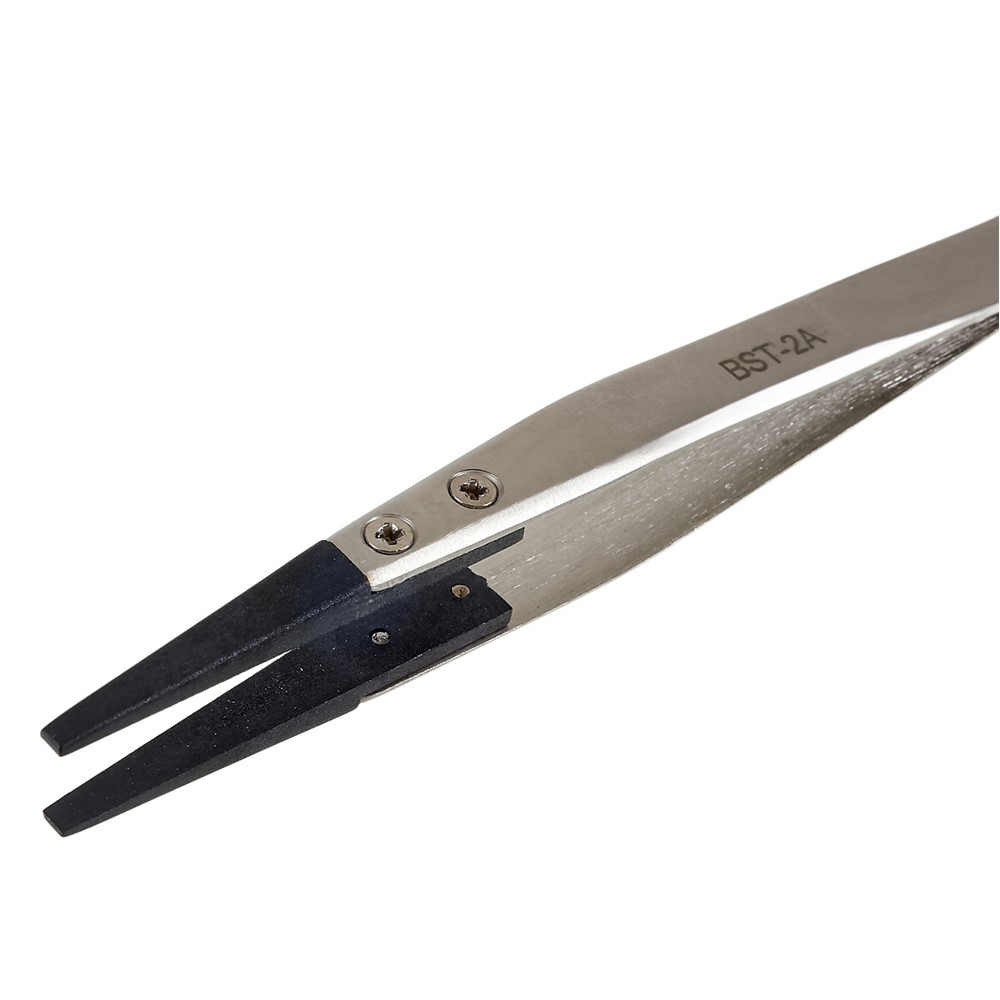BEST BST-2A Anti-Static Tweezers PPS Coated Straight Tip Tweezers for Mobile Phone Tablets Maintenance-2